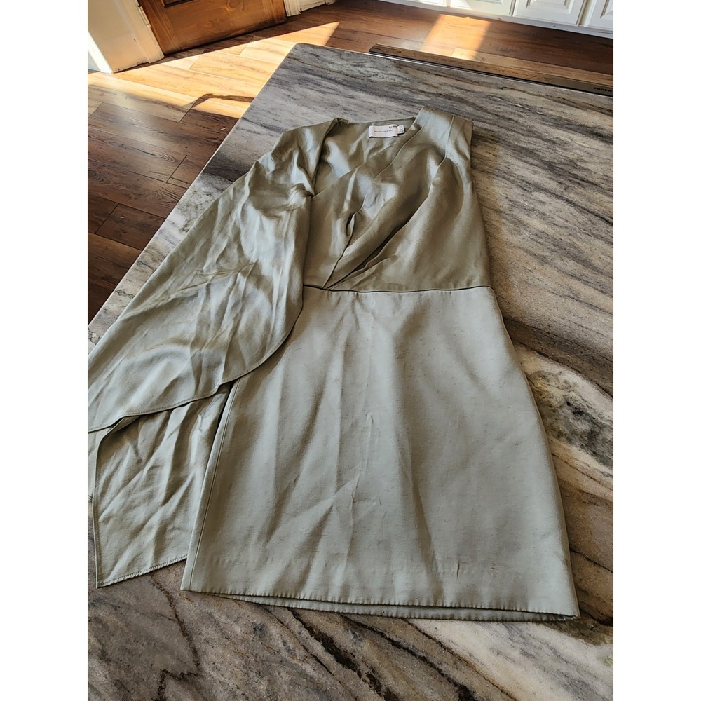 Significant Other Sage Green Asymmetrical Cape Mini Dress US 4 Small